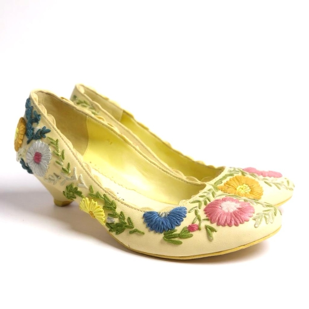 Irregular Choice Floral Embroidered Kitten Heels | 41